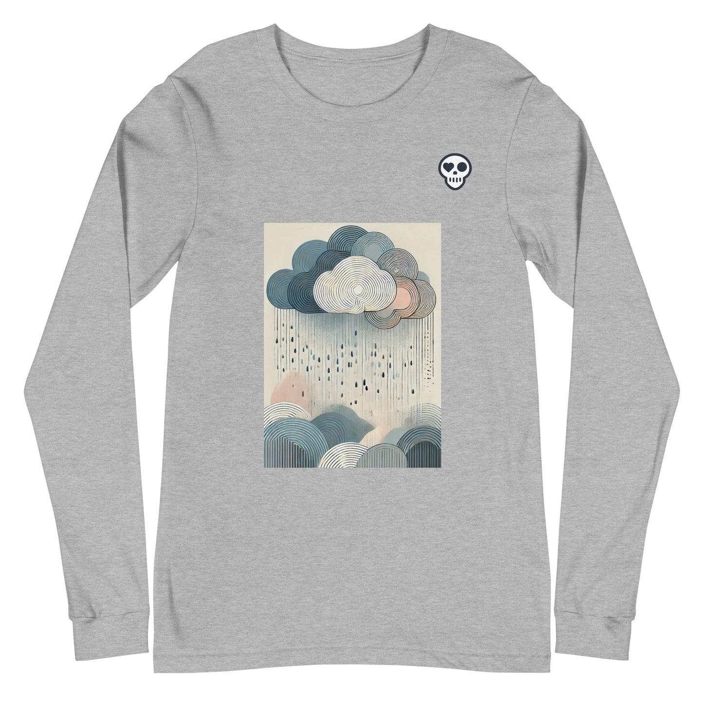 A Athletic Heather / XS unisex_soft resistance long tee from Phobea with a heart eye skull logo