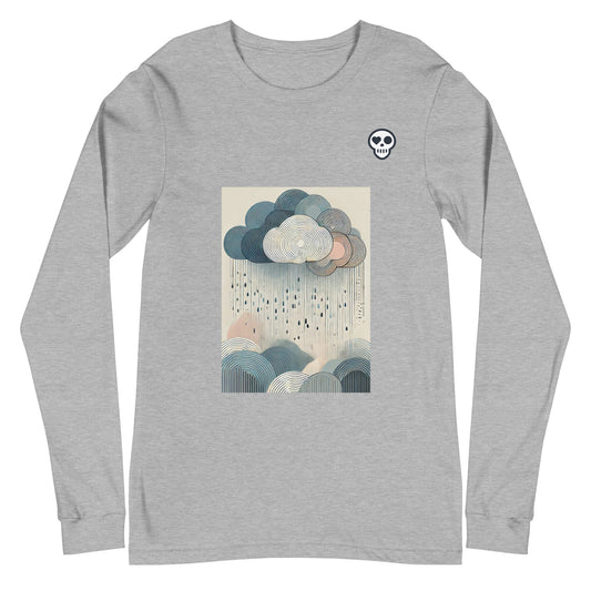 A Athletic Heather / XS unisex_soft resistance long tee from Phobea with a heart eye skull logo