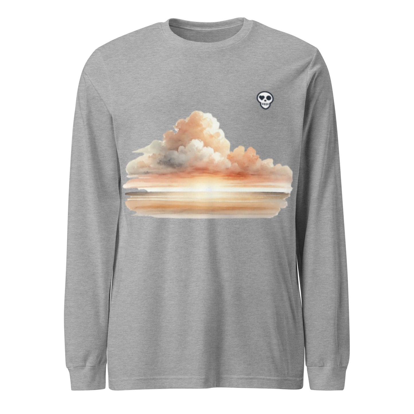 A Athletic Heather / XS unisex_wait for this tee_longsleeve from Phobea with a heart eye skull logo