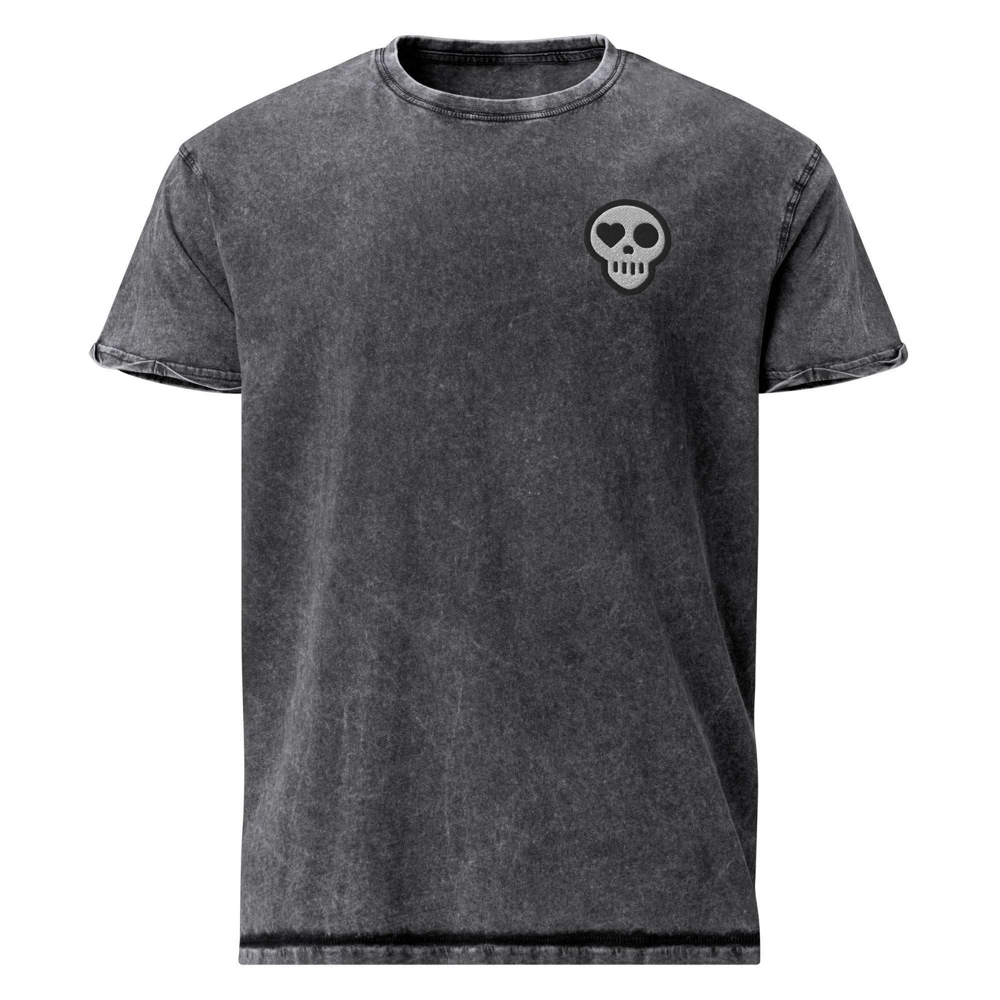 A Black / S unisex_Revival Denim from Phobea with a heart eye skull logo