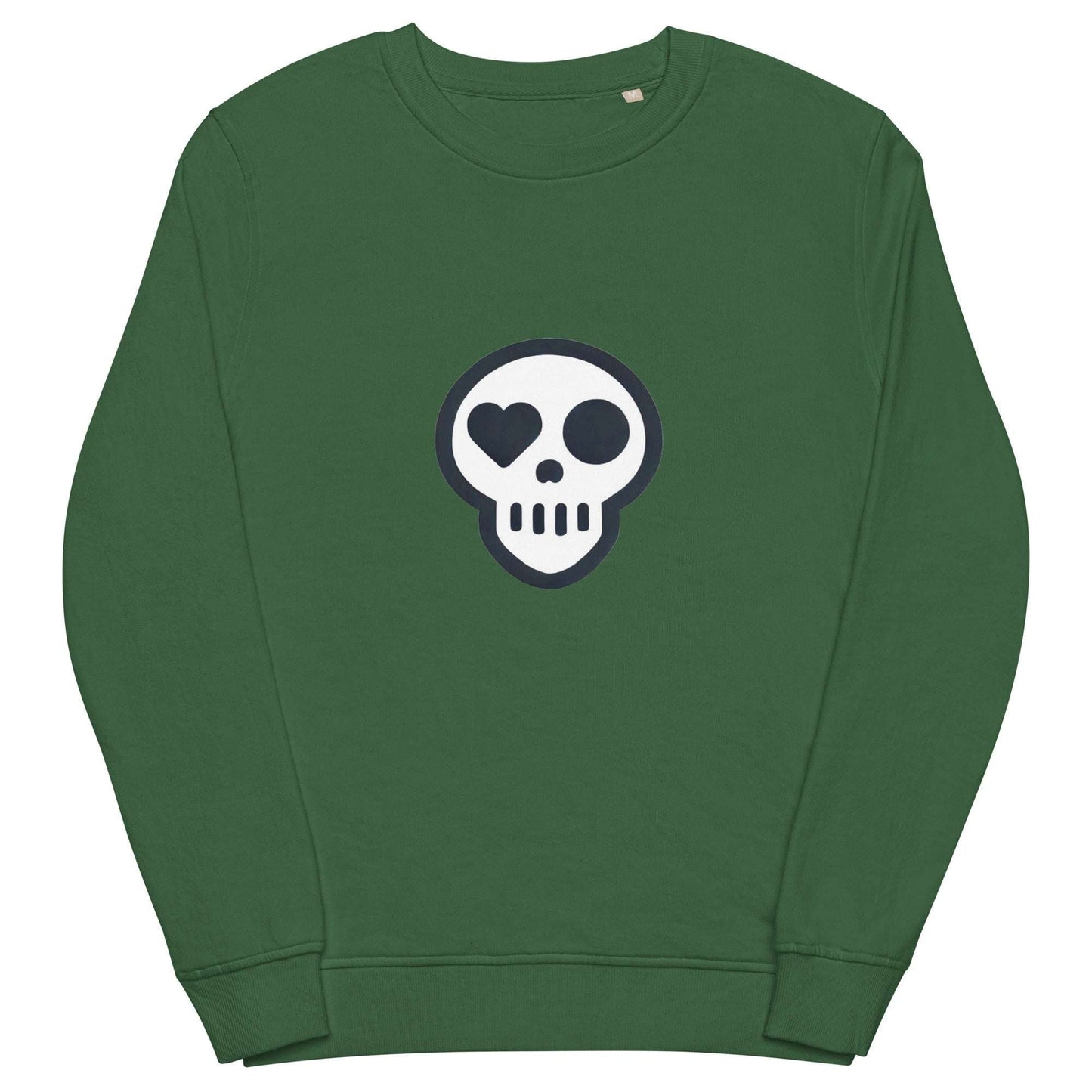 A Bottle Green / S unisex_Evermore Crew from Phobea with a heart eye skull logo
