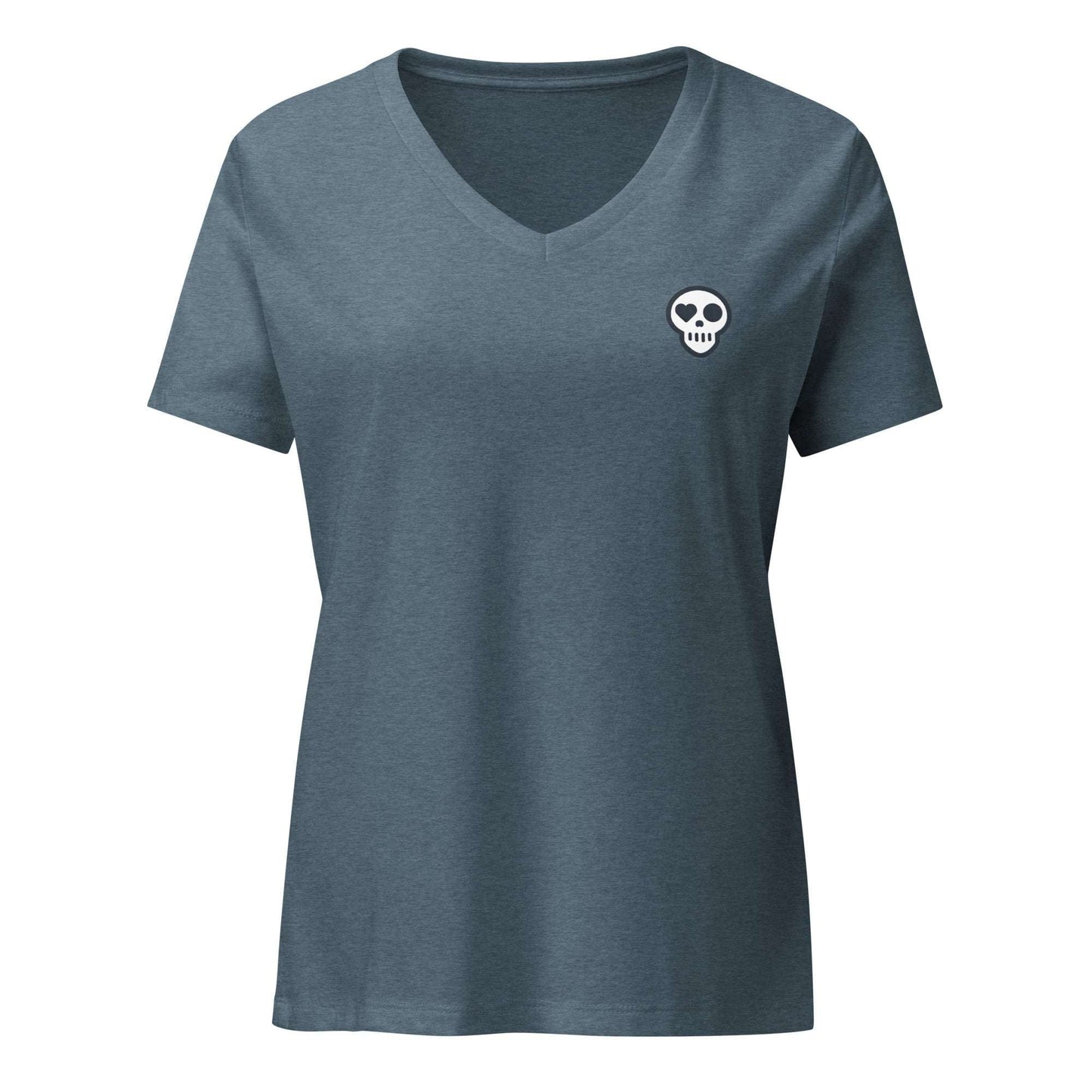 A Heather Slate / S womens_Horizon V from Phobea with a heart eye skull logo