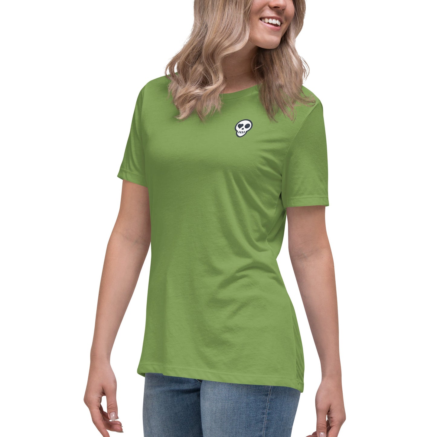 A Leaf / S womens_Echo Tee from Phobea with a heart eye skull logo