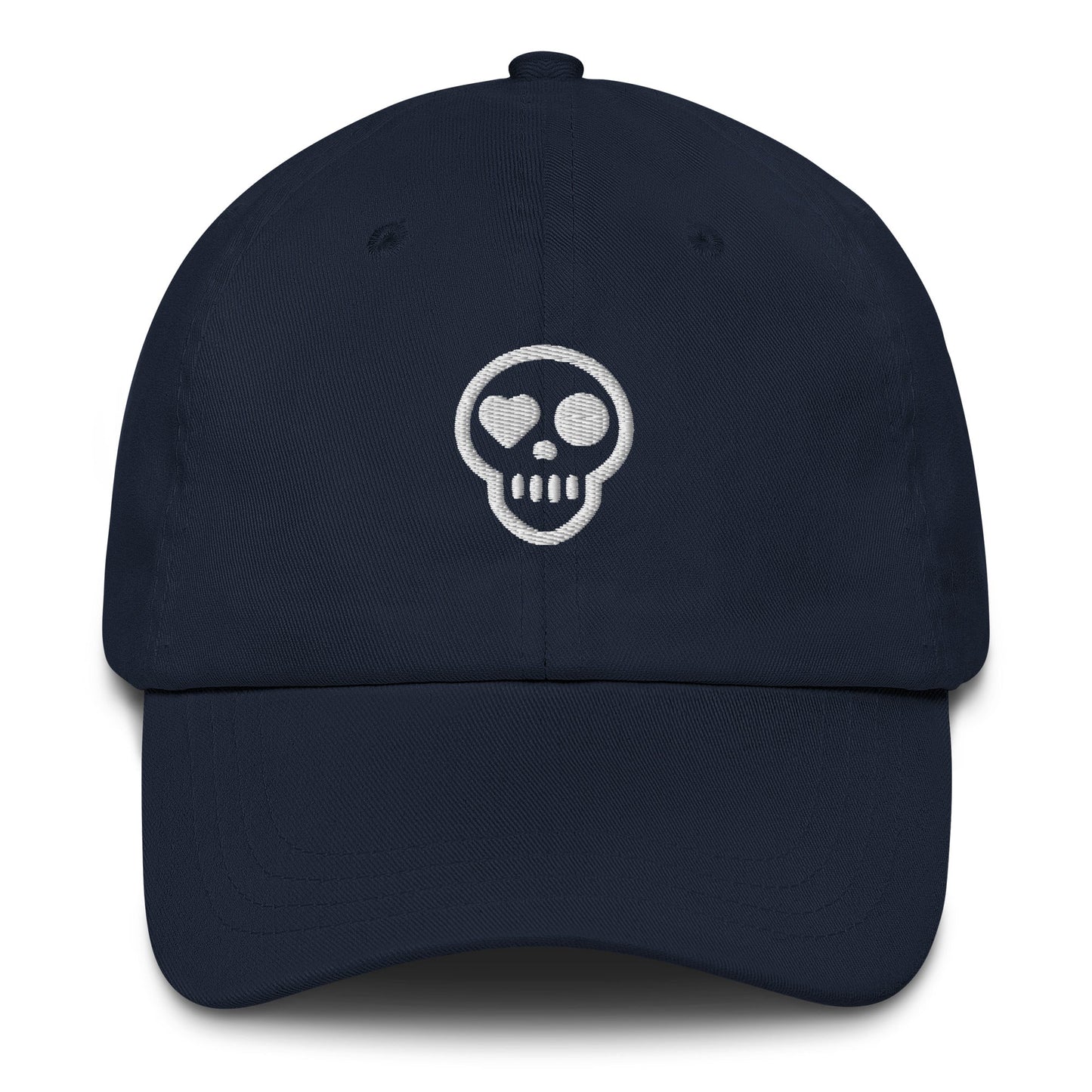 A Navy hats_specter from Phobea with a heart eye skull logo