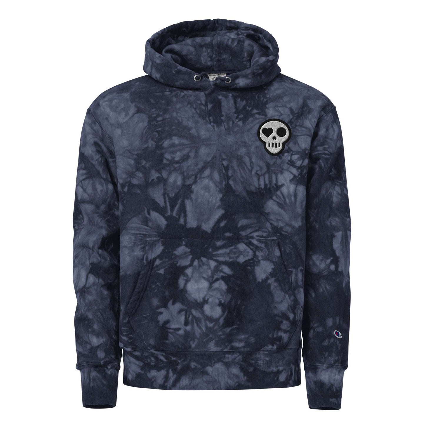 A Navy / S unisex_Ethereal Champion from Phobea with a heart eye skull logo
