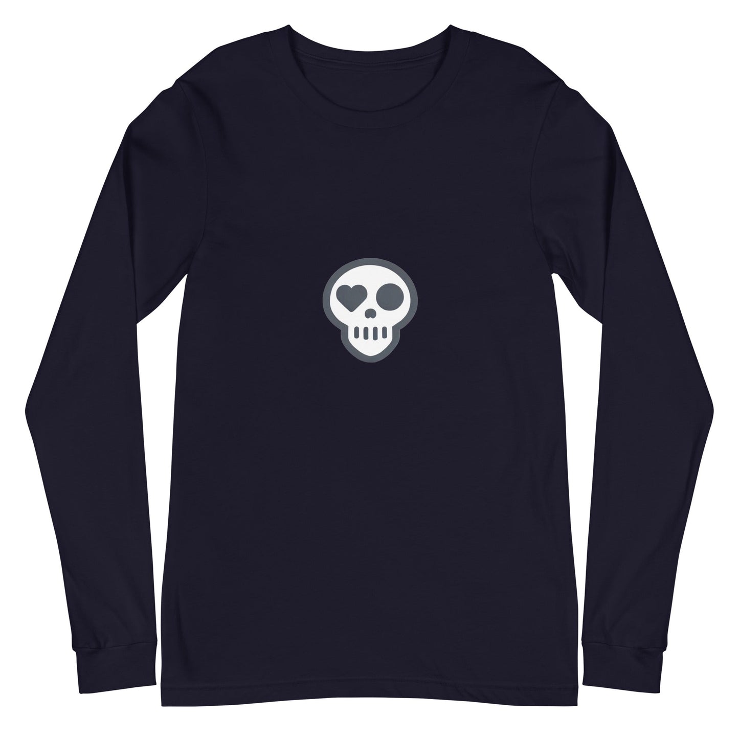 A Navy / XS unisex_Reckoning Tee from Phobea with a heart eye skull logo