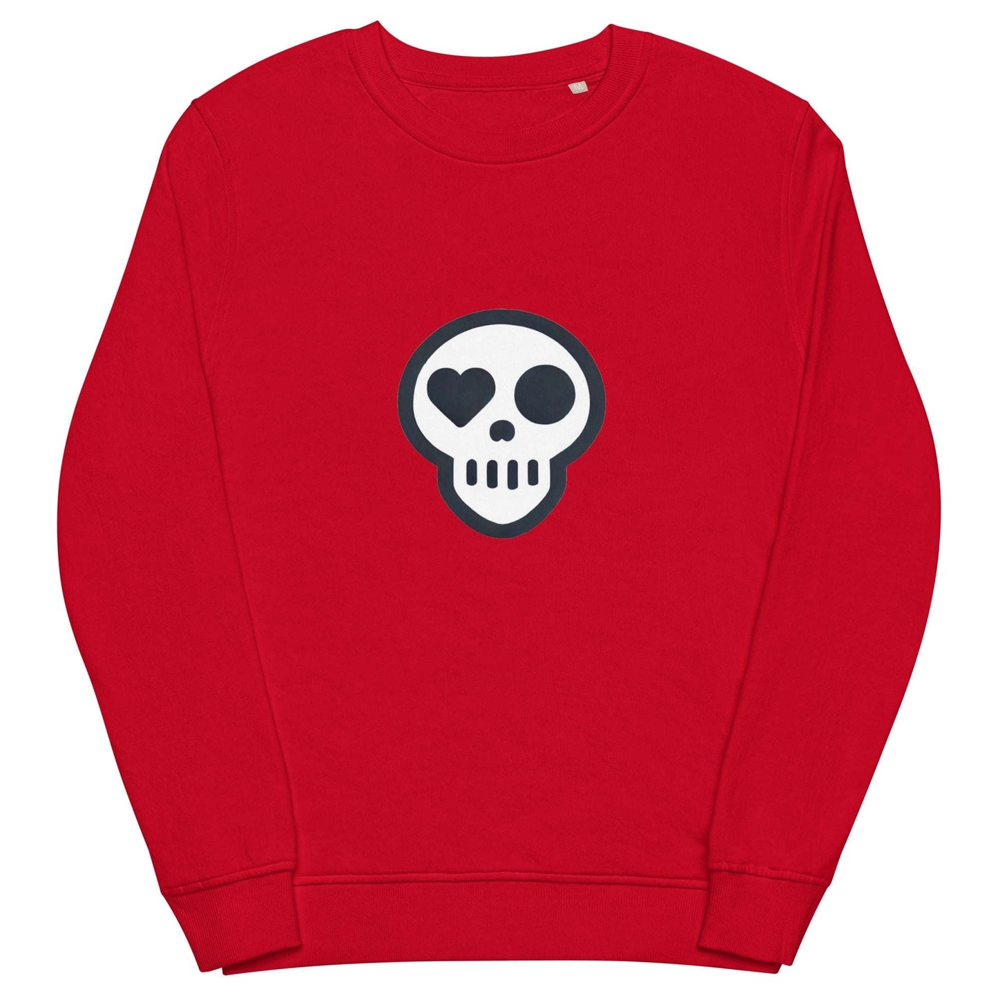 A Red / S unisex_Evermore Crew from Phobea with a heart eye skull logo