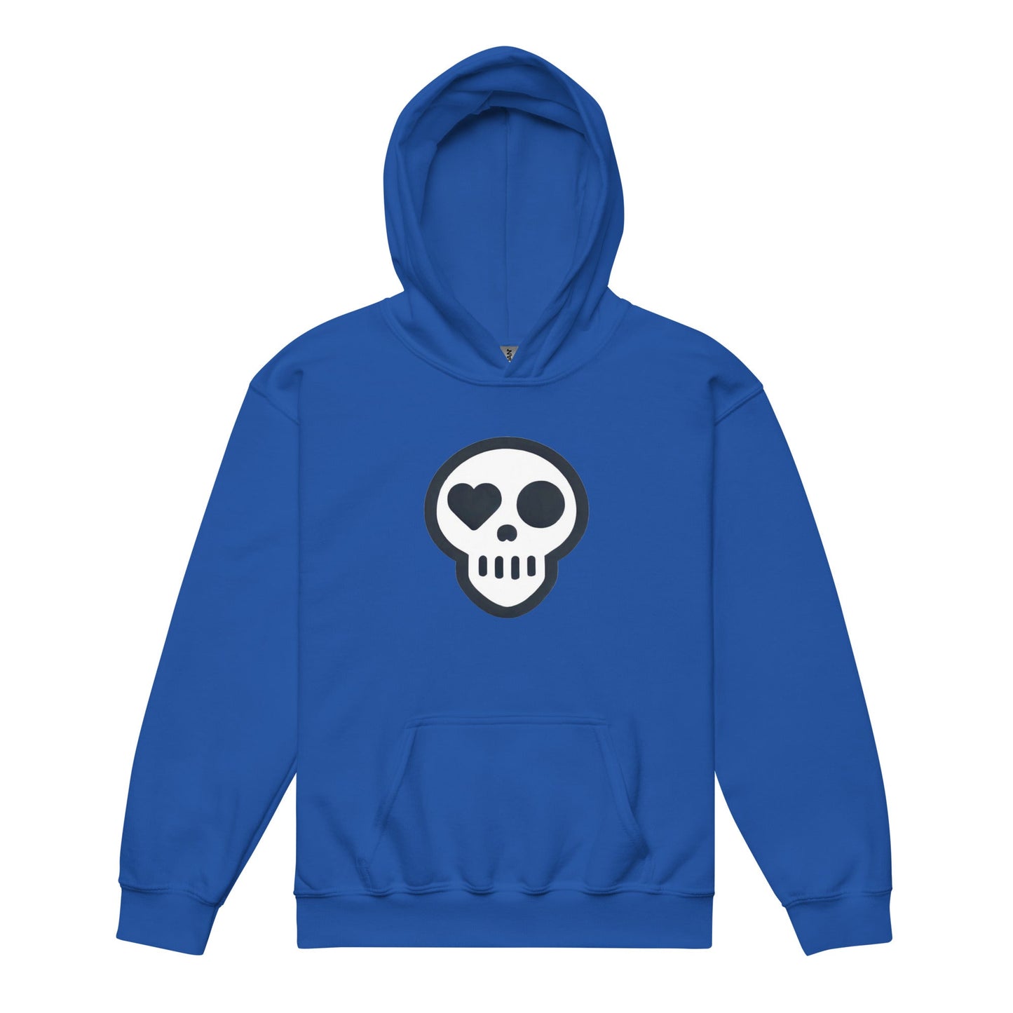 A Royal / XS youth_Undying Youth Hoodie from Phobea with a heart eye skull logo