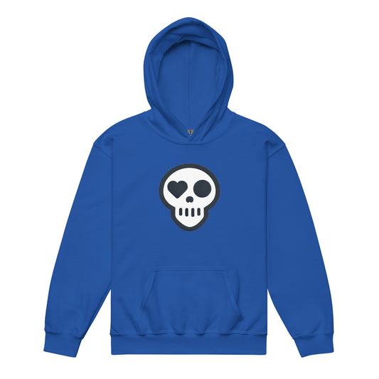 A Royal / XS youth_Undying Youth Hoodie from Phobea with a heart eye skull logo
