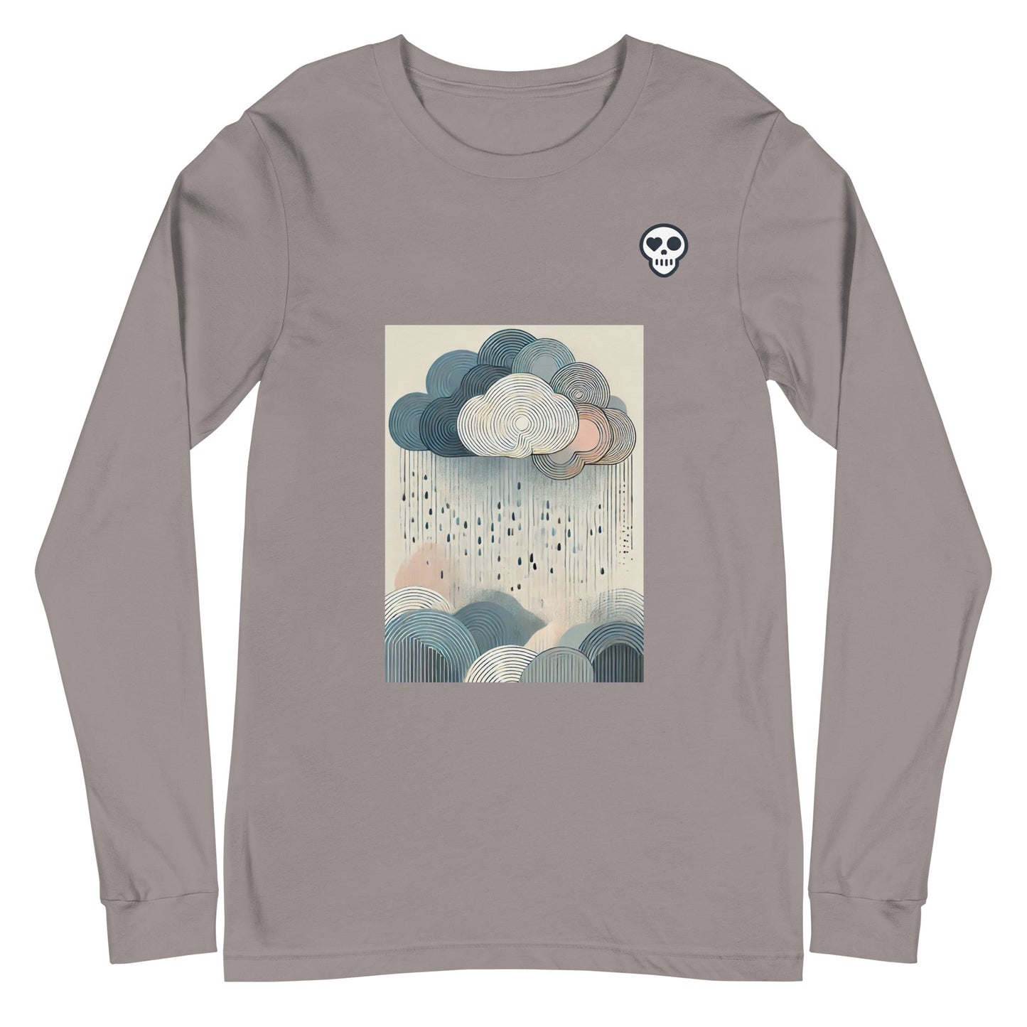 A Storm / XS unisex_soft resistance long tee from Phobea with a heart eye skull logo