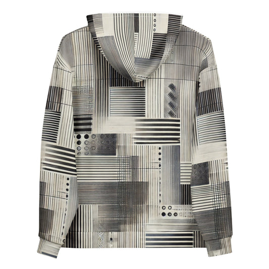 A unisex_ Linebreak Hoodie from Phobea with a heart eye skull logo