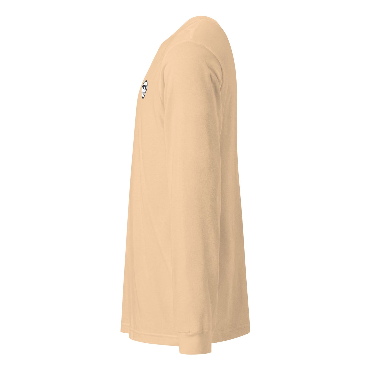 A unisex_no_i_tee_longsleeve from Phobea with a heart eye skull logo