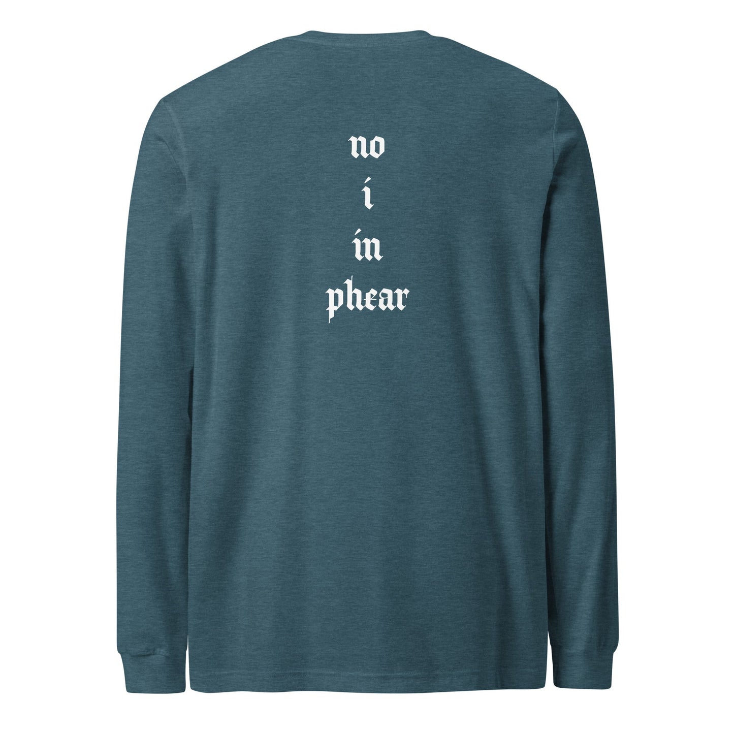 A unisex_no_i_tee_longsleeve from Phobea with a heart eye skull logo