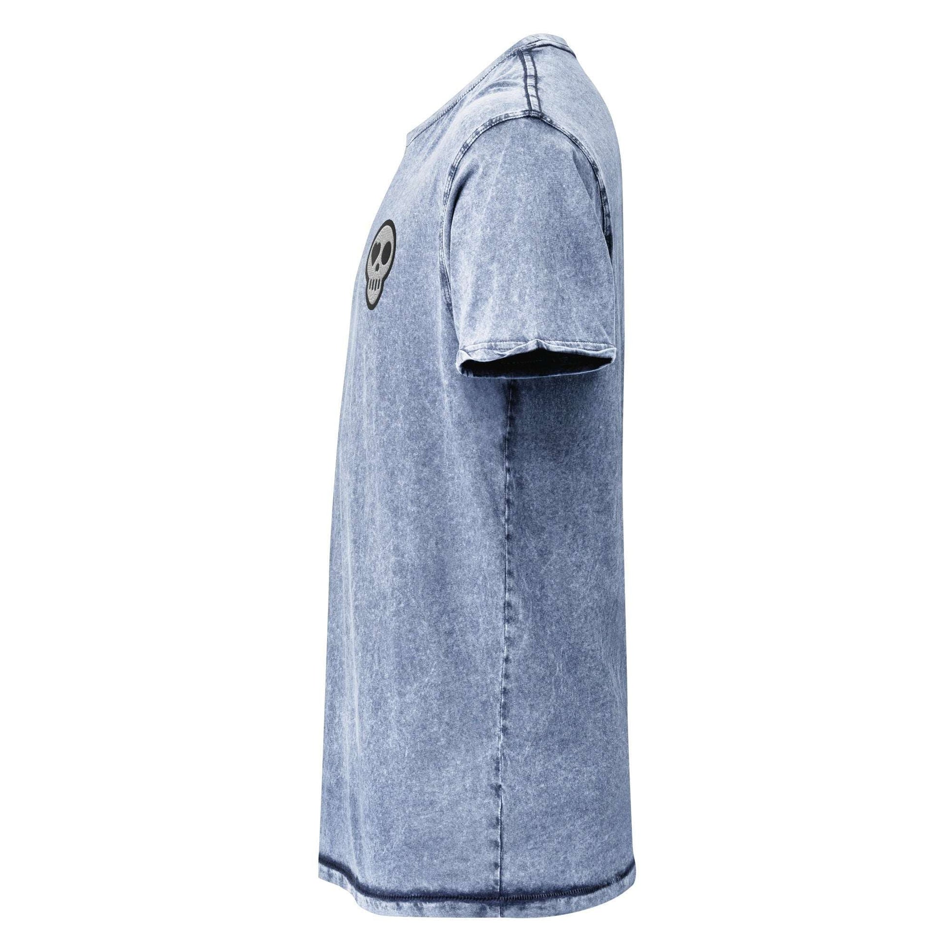 A unisex_Revival Denim from Phobea with a heart eye skull logo