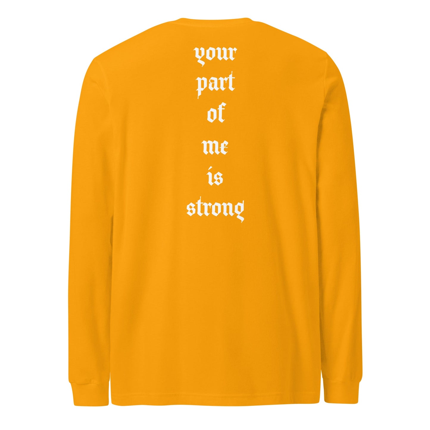 A unisex_strong_tee_longsleeve from Phobea with a heart eye skull logo