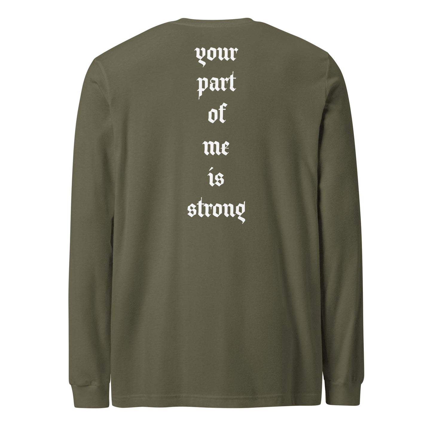 A unisex_strong_tee_longsleeve from Phobea with a heart eye skull logo