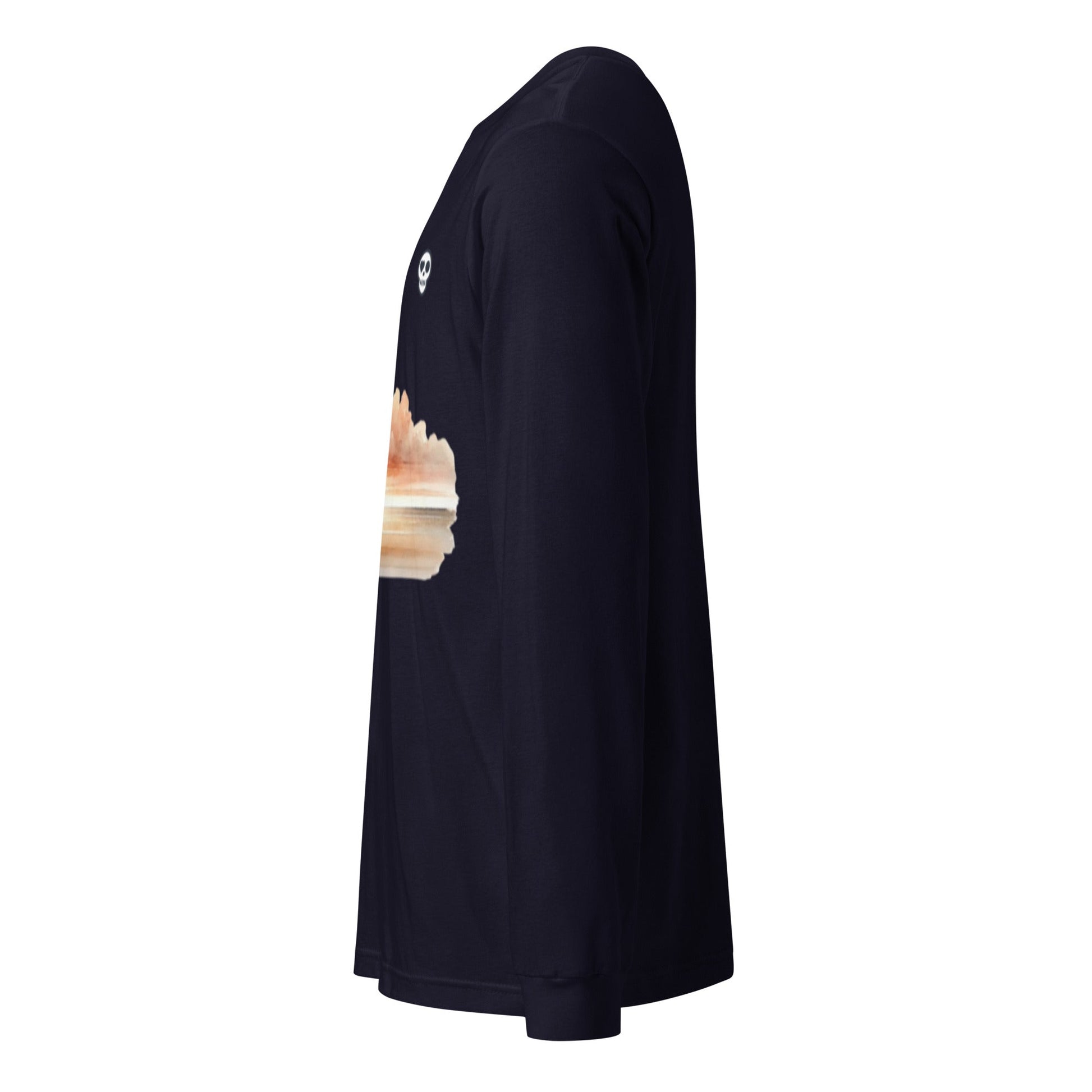 A unisex_wait for this tee_longsleeve from Phobea with a heart eye skull logo