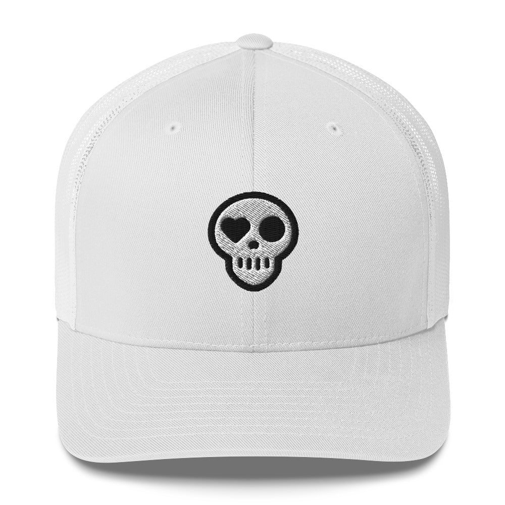 A White Hats - Nomad Trucker from Phobea with a heart eye skull logo