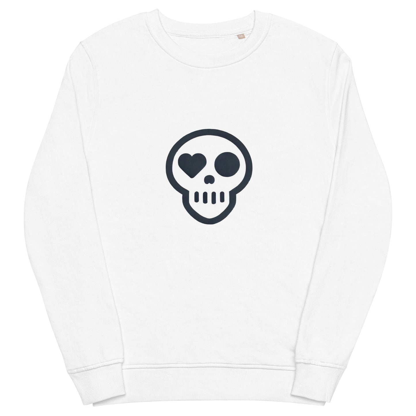 A White / S unisex_Evermore Crew from Phobea with a heart eye skull logo