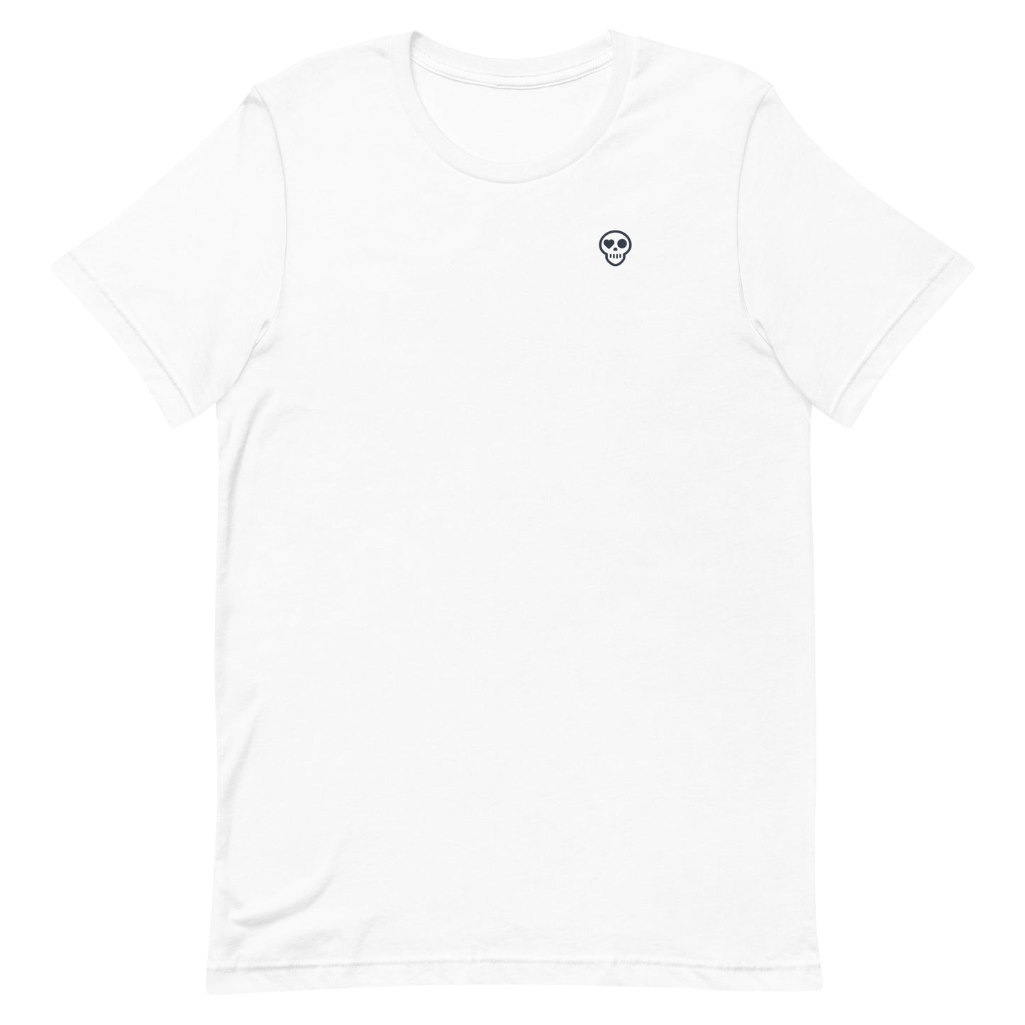 A White / XS unisex_Ember Tee from Phobea with a heart eye skull logo