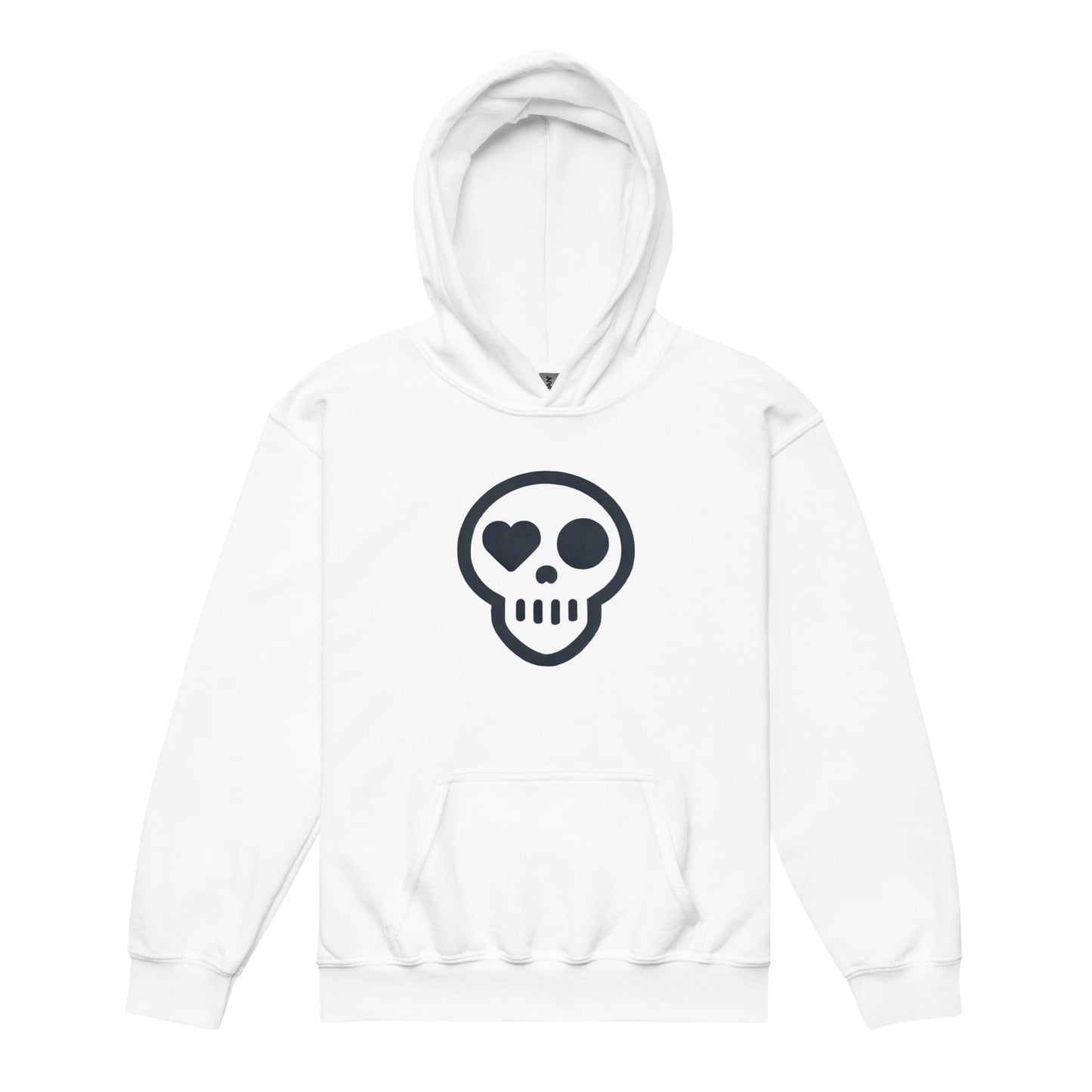 A White / XS youth_Undying Youth Hoodie from Phobea with a heart eye skull logo