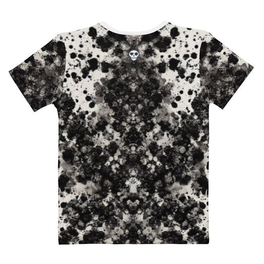 A womens_what do you see tee from Phobea with a heart eye skull logo