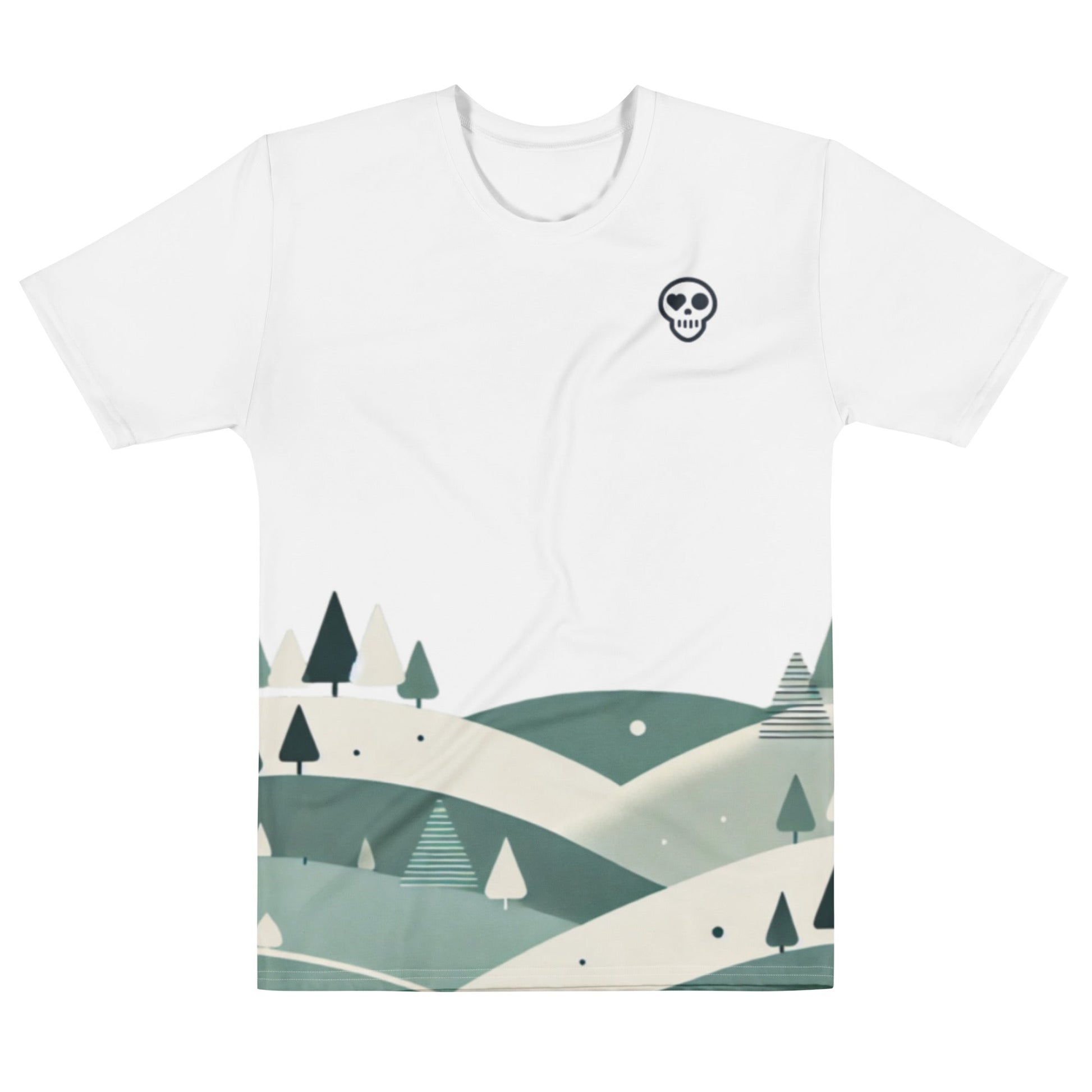 A XS unisex_forever green tee from Phobea with a heart eye skull logo