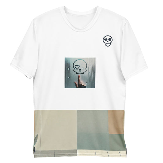 A XS unisex_heart first tee from Phobea with a heart eye skull logo