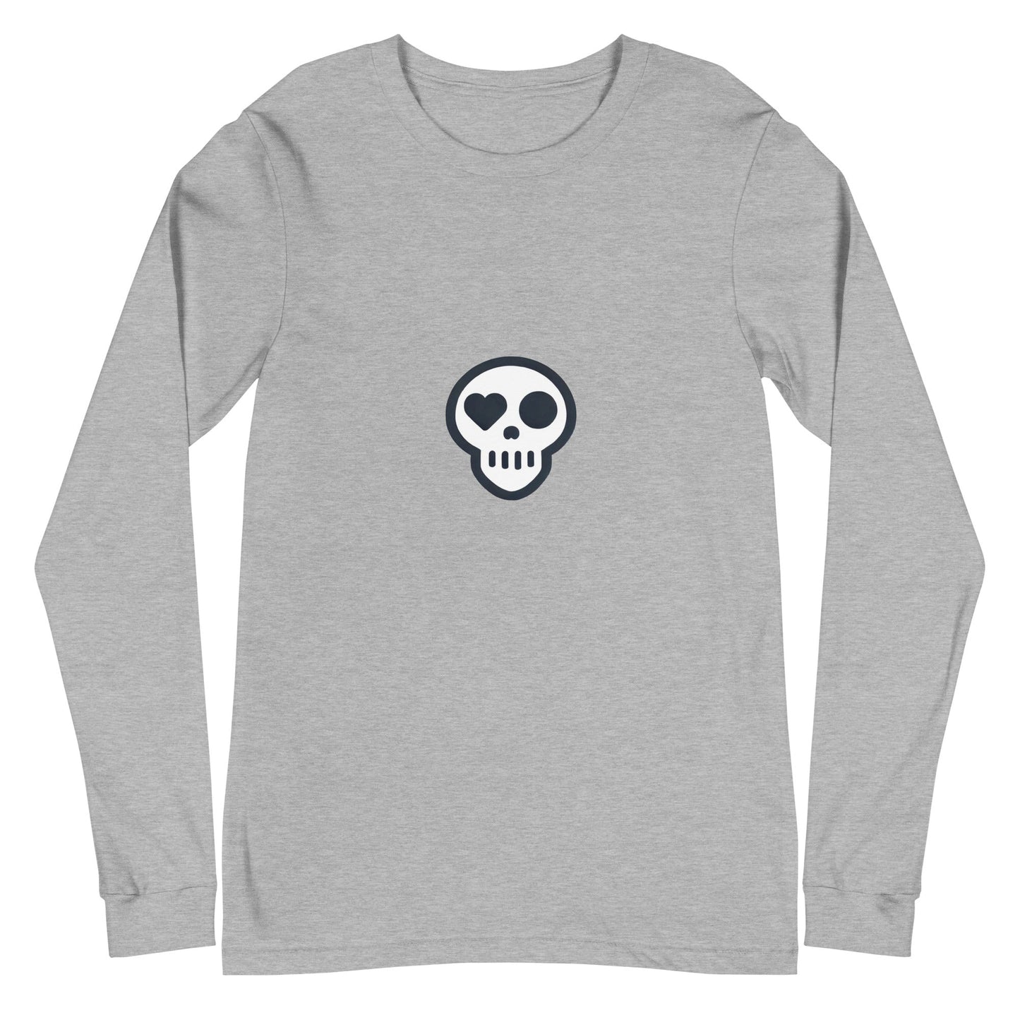 A Athletic Heather / XS unisex_Reckoning Tee from Phobea with a heart eye skull logo