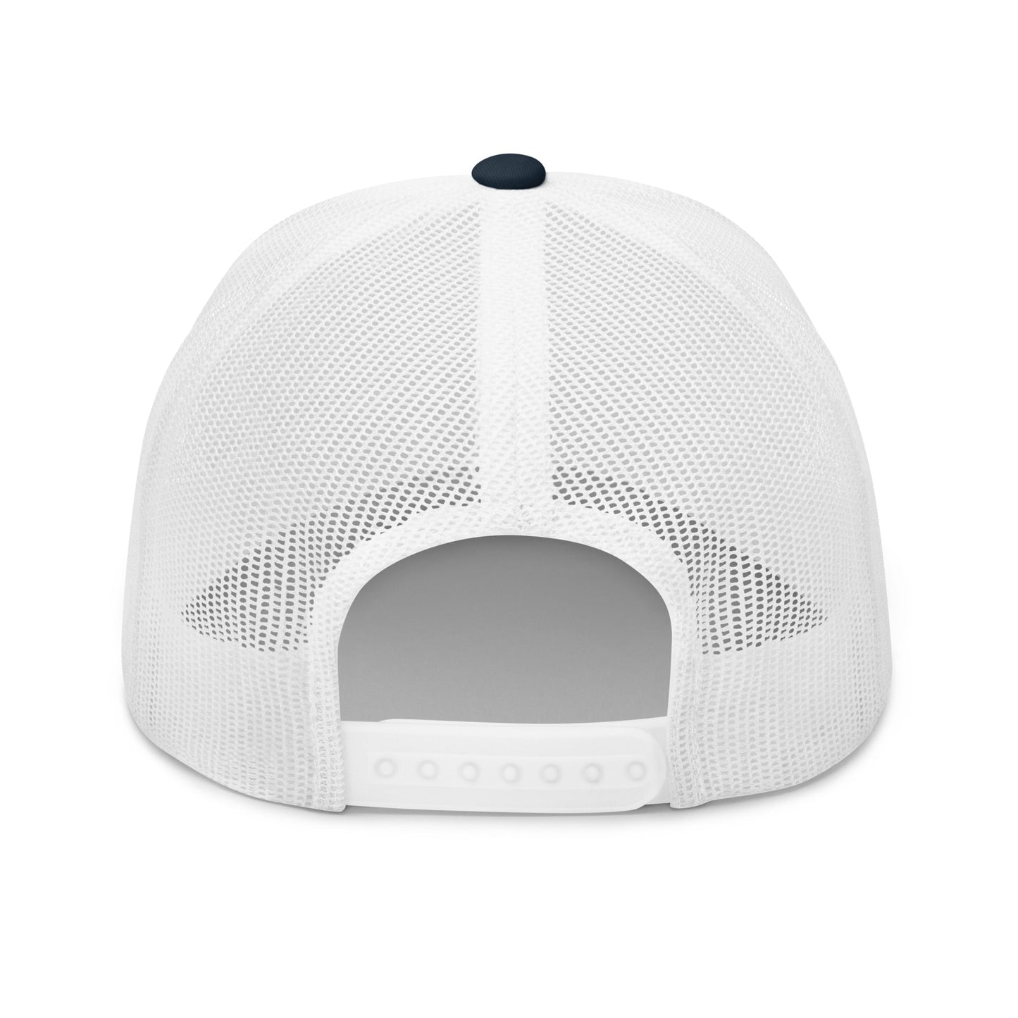 A hats_nomad trucker from Phobea with a heart eye skull logo