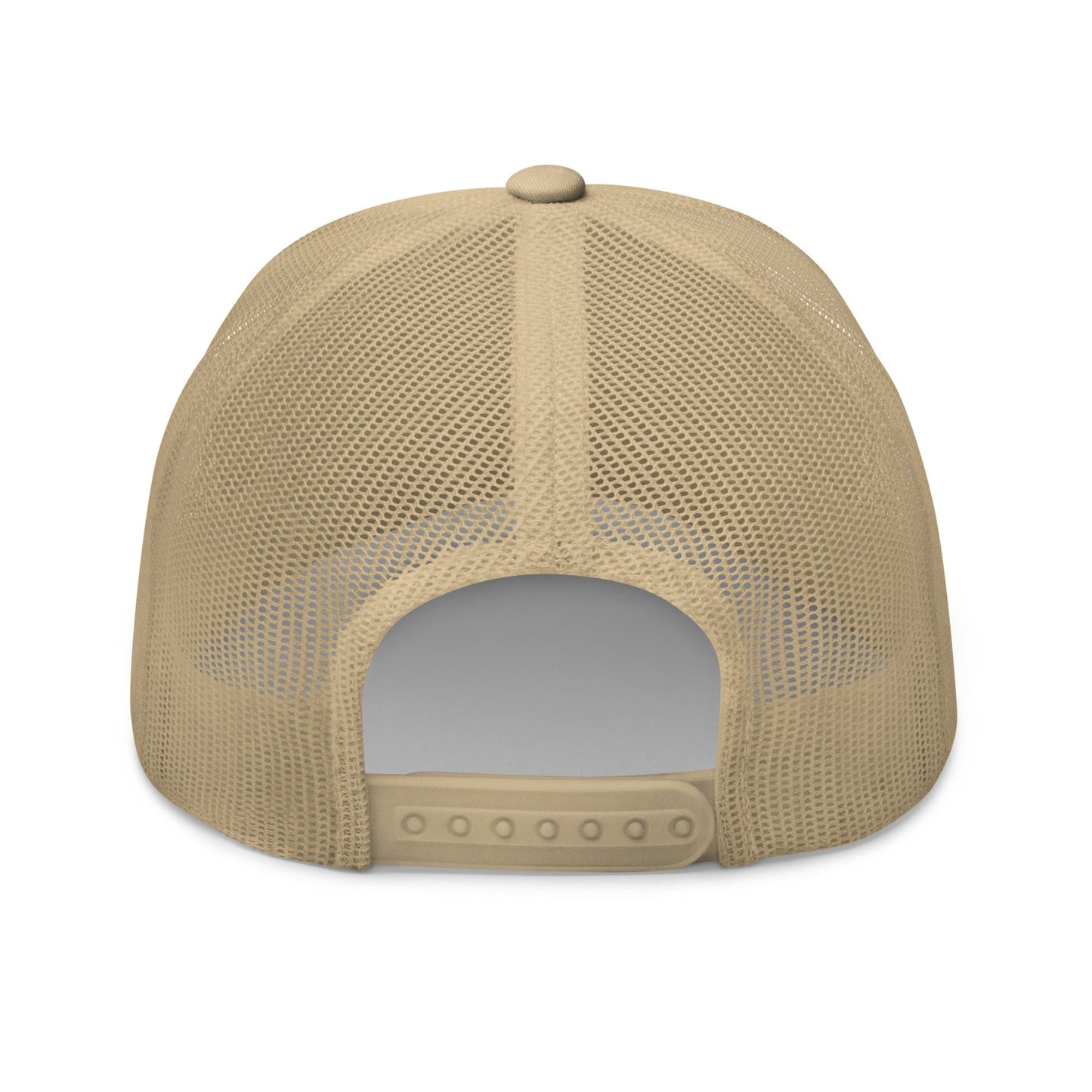 A hats_nomad trucker from Phobea with a heart eye skull logo