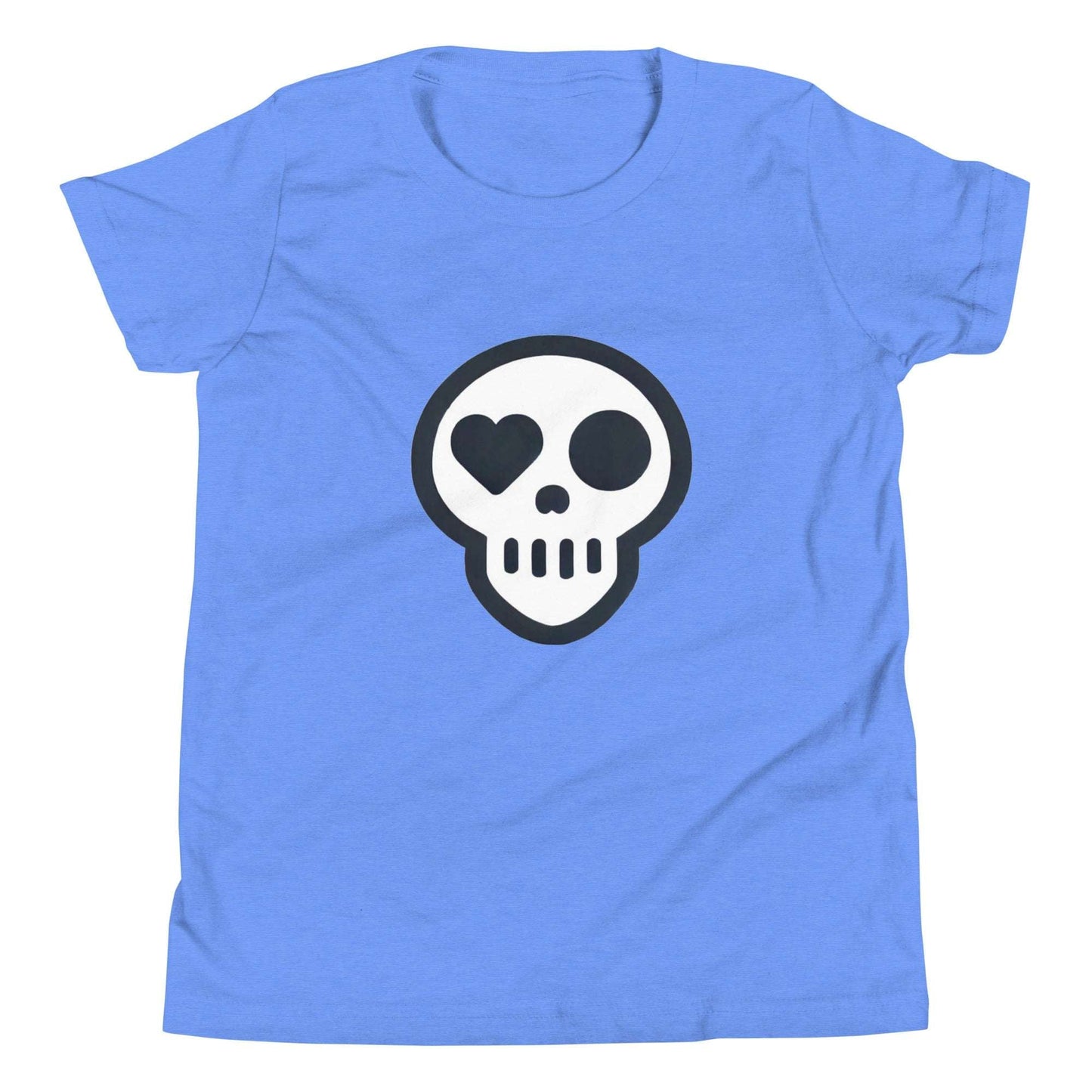A Heather Columbia Blue / S youth_Awakening Tee from Phobea with a heart eye skull logo