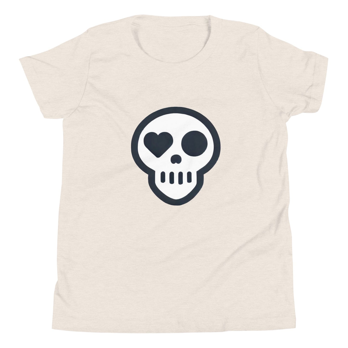 A Heather Dust / S youth_Awakening Tee from Phobea with a heart eye skull logo