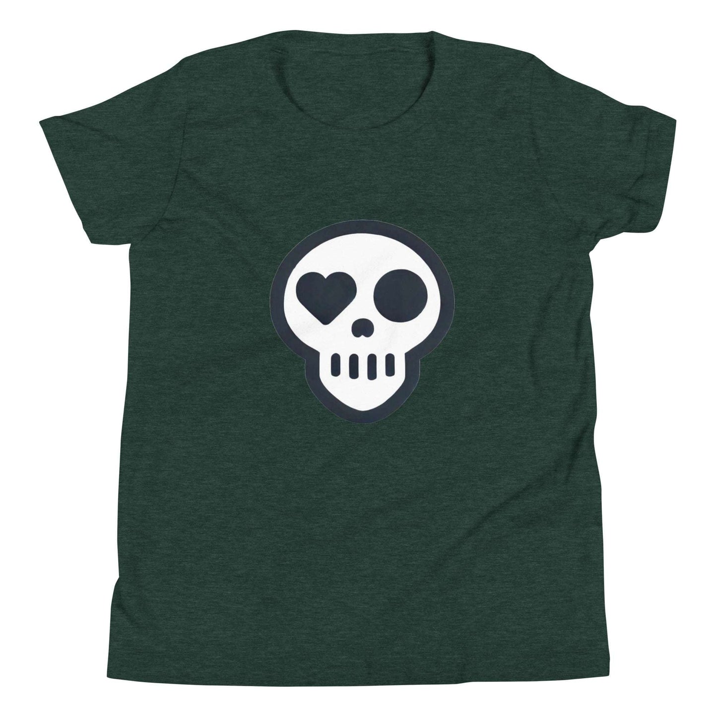 A Heather Forest / S youth_Awakening Tee from Phobea with a heart eye skull logo
