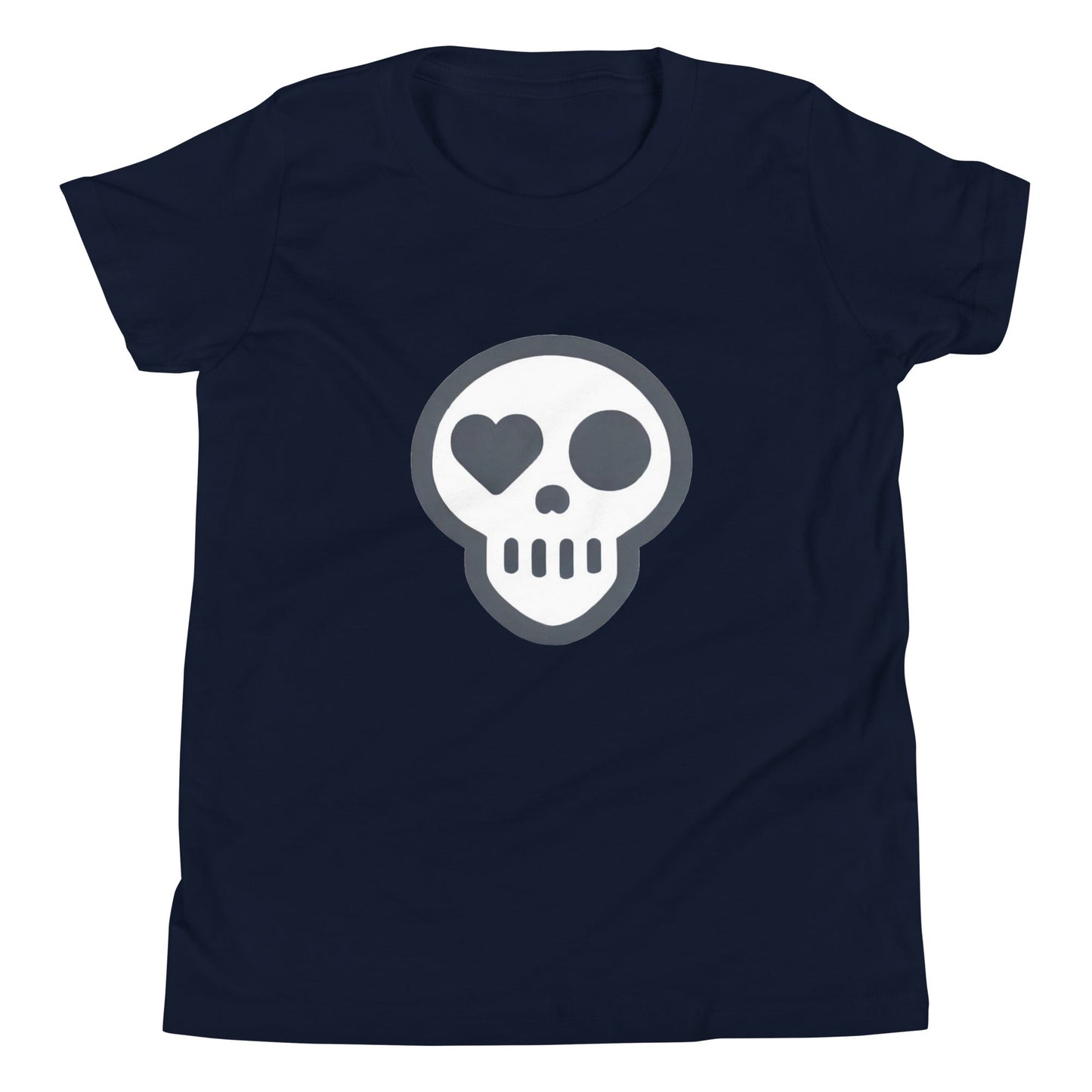 A Navy / S youth_Awakening Tee from Phobea with a heart eye skull logo