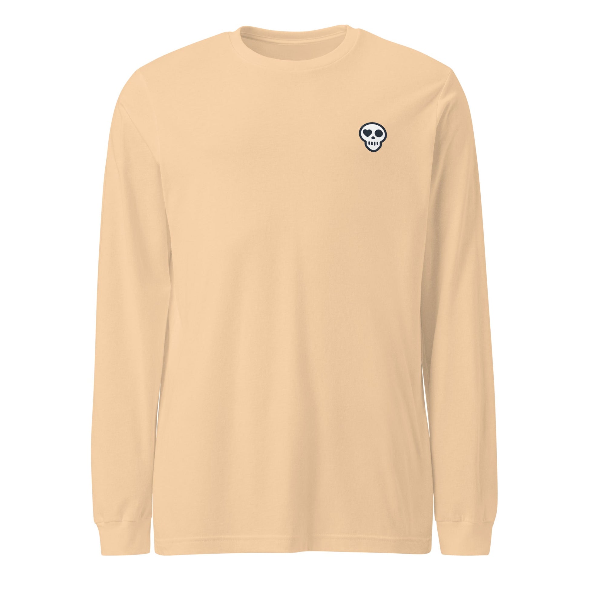 A Sand Dune / XS unisex_no_i_tee_longsleeve from Phobea with a heart eye skull logo