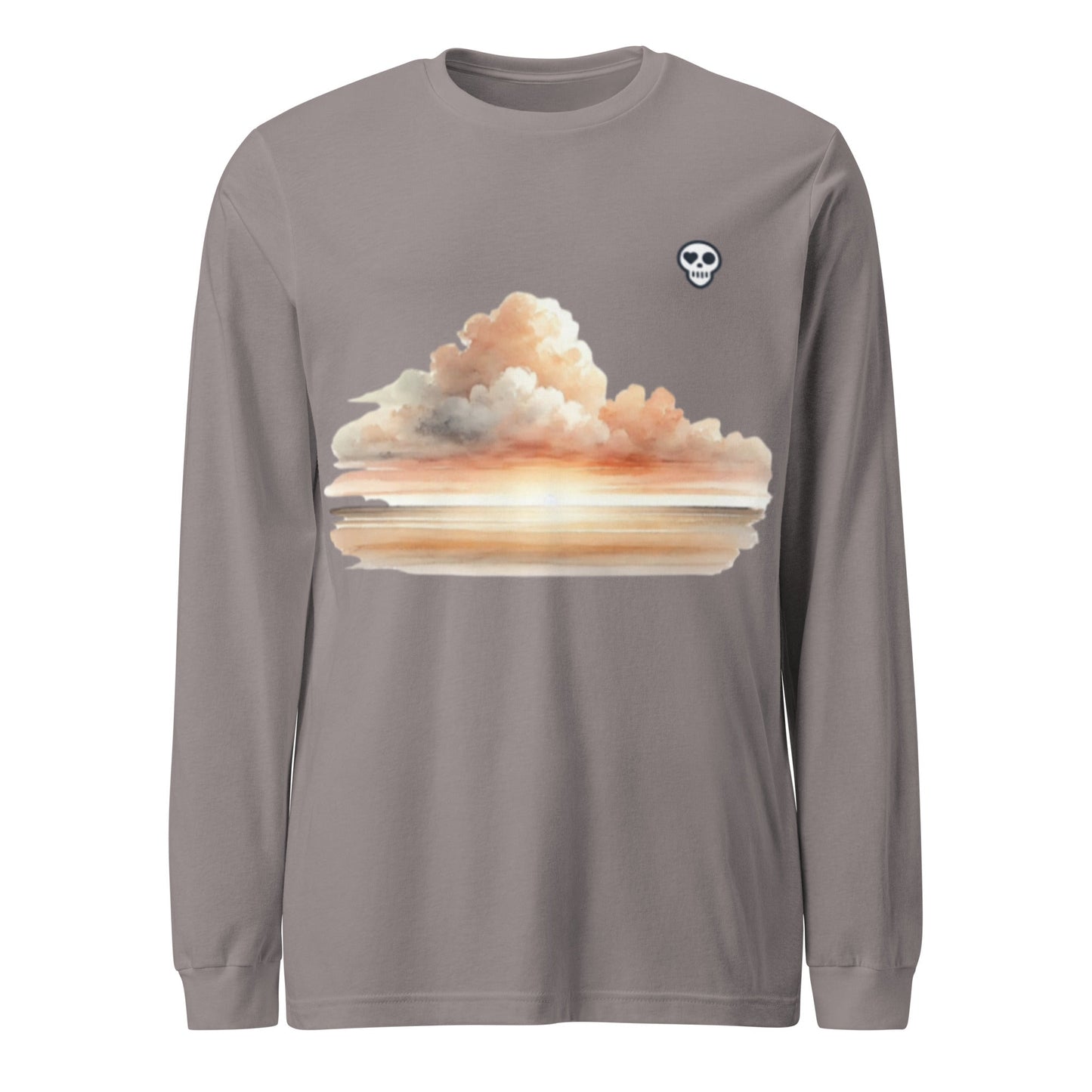 A Storm / XS unisex_wait for this tee_longsleeve from Phobea with a heart eye skull logo