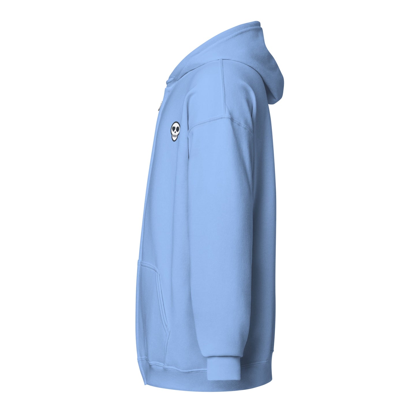A unisex_phantom zip from Phobea with a heart eye skull logo