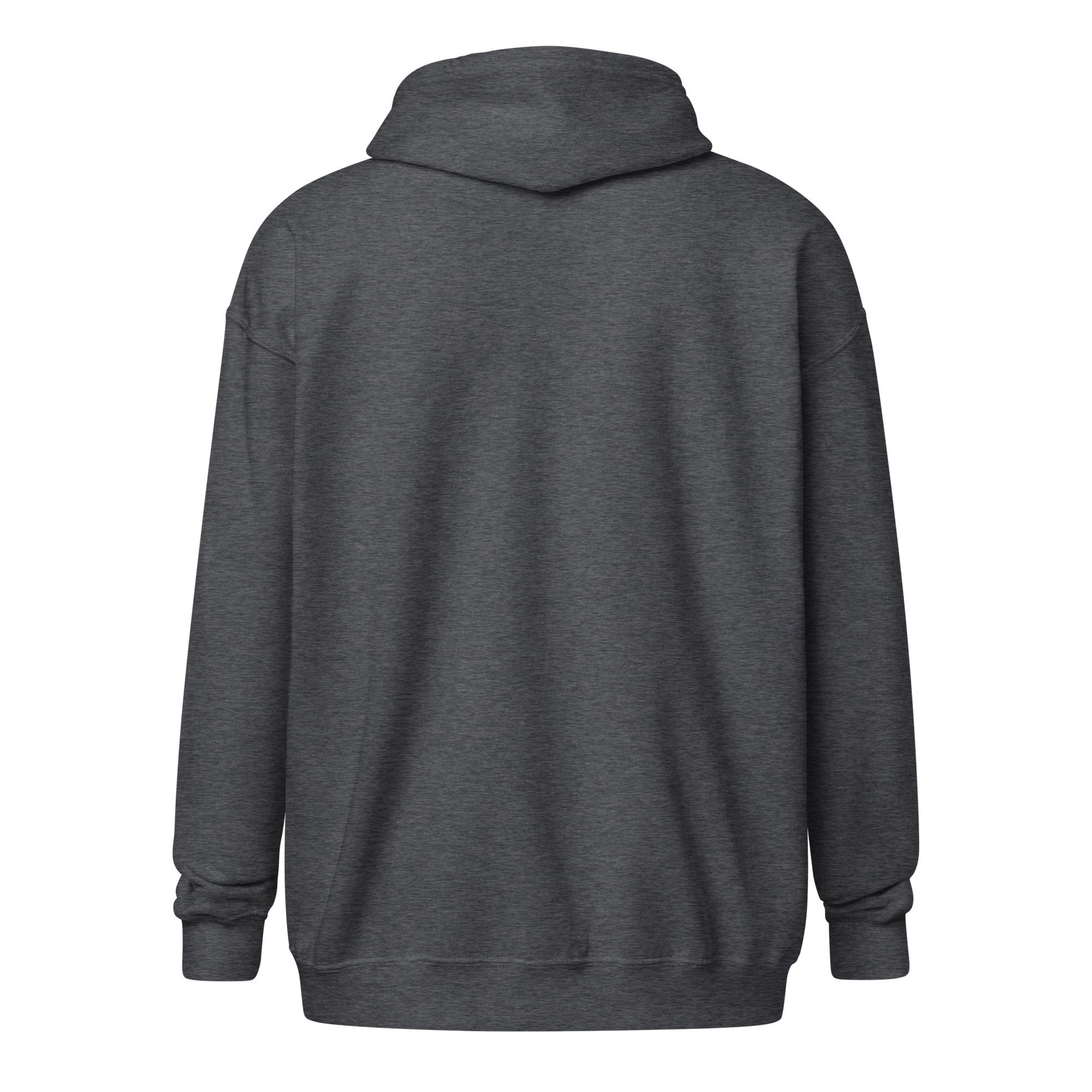 A unisex_phantom zip from Phobea with a heart eye skull logo