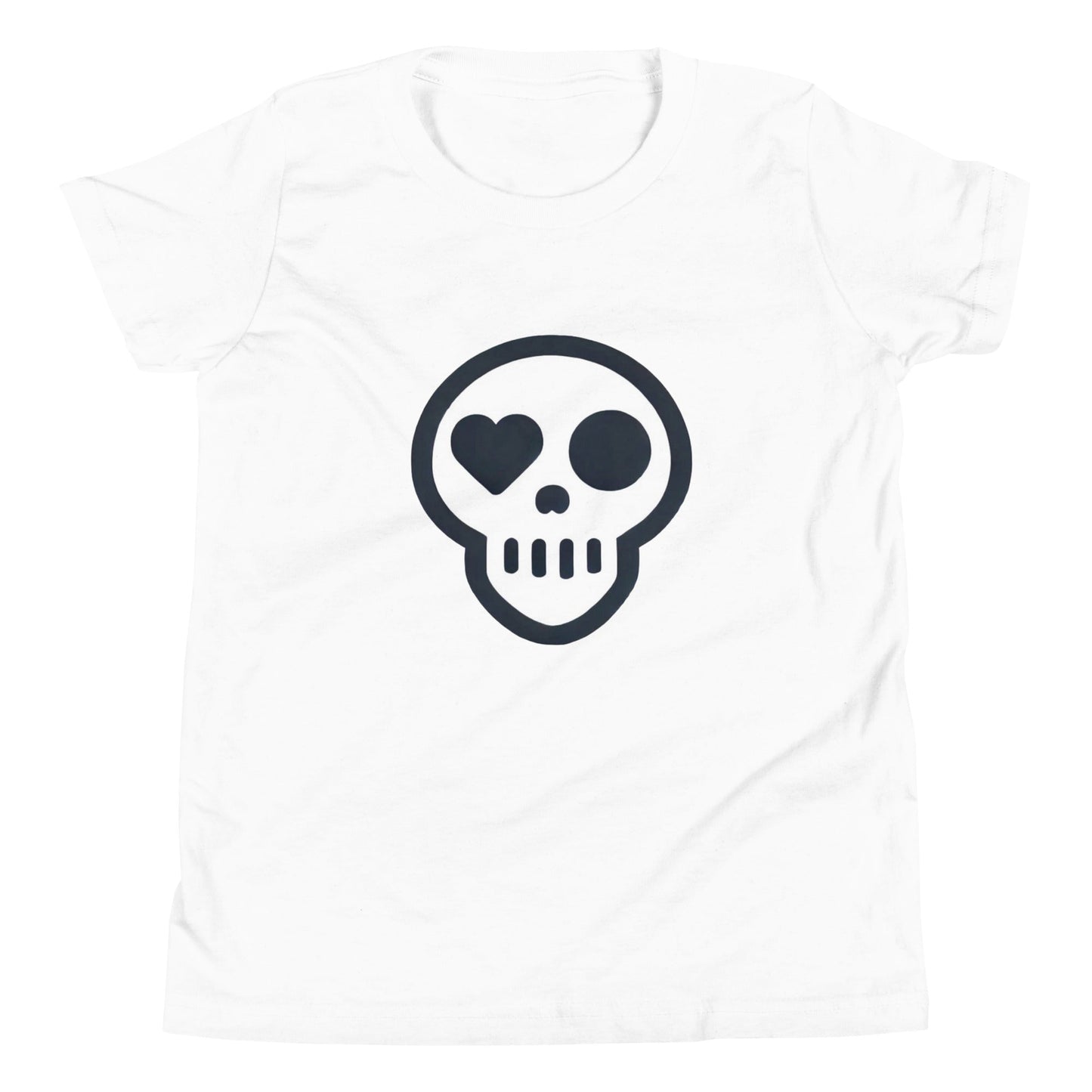 A White / S youth_Awakening Tee from Phobea with a heart eye skull logo