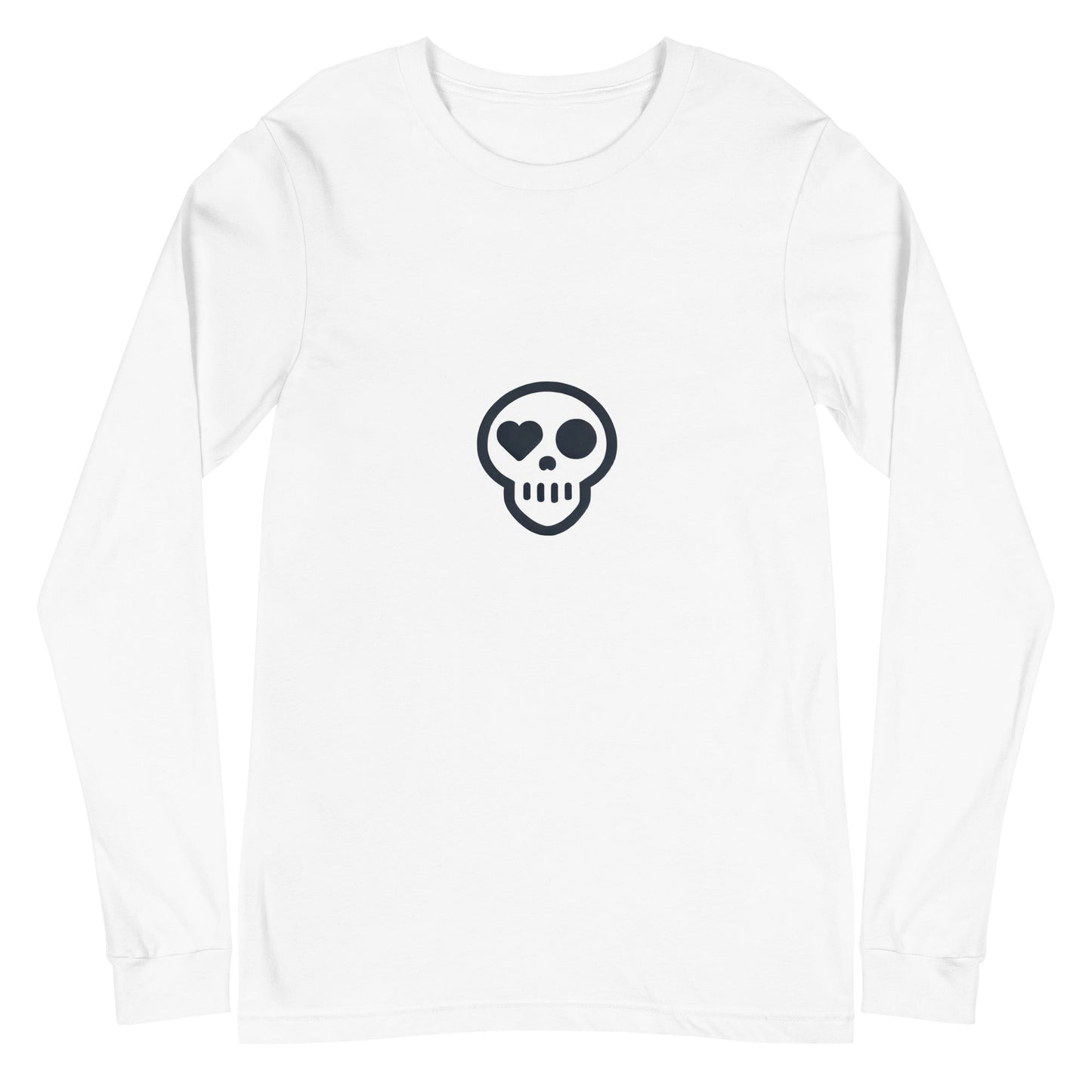A White / XS unisex_Reckoning Tee from Phobea with a heart eye skull logo
